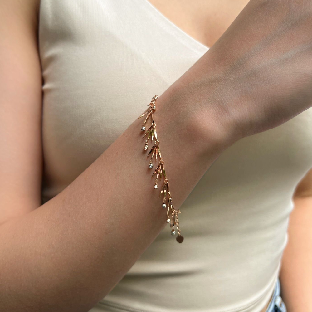 Chain with Hanging Heart and Star Rose Gold CZ Diamond Adjustable Bracelet  for Women at Rs 30200 in Surat